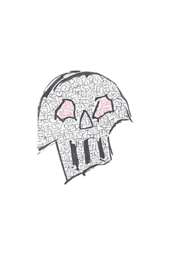 Logo HOODLUMROUGE : crâne dessiné à la main, couvert de petits motifs